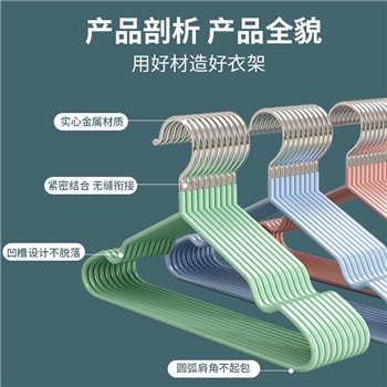 [40g/50g/80g]铁艺浸胶衣架成人无痕加粗防滑家用凹槽可挂吊带