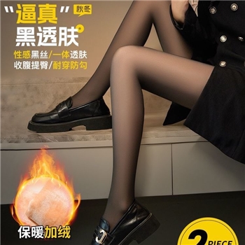 秋冬季打底裤加绒女一体假透肉加厚保暖透肤裤空姐灰黑丝袜连裤袜