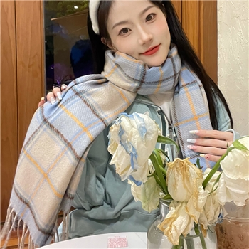 学院英伦风围巾女新款甜美格子围脖保暖时尚仿羊绒围巾