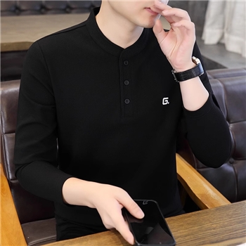 中国风亨利领长袖t恤男士春秋季休闲薄款卫衣成熟稳重打底POLO衫